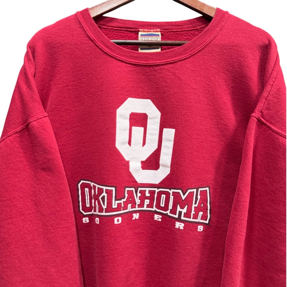 Vintage 90s Red Oak Oklahoma Sooners Sweatshirt Mens XL XXL Red Crewneck OU - Picture 3 of 7